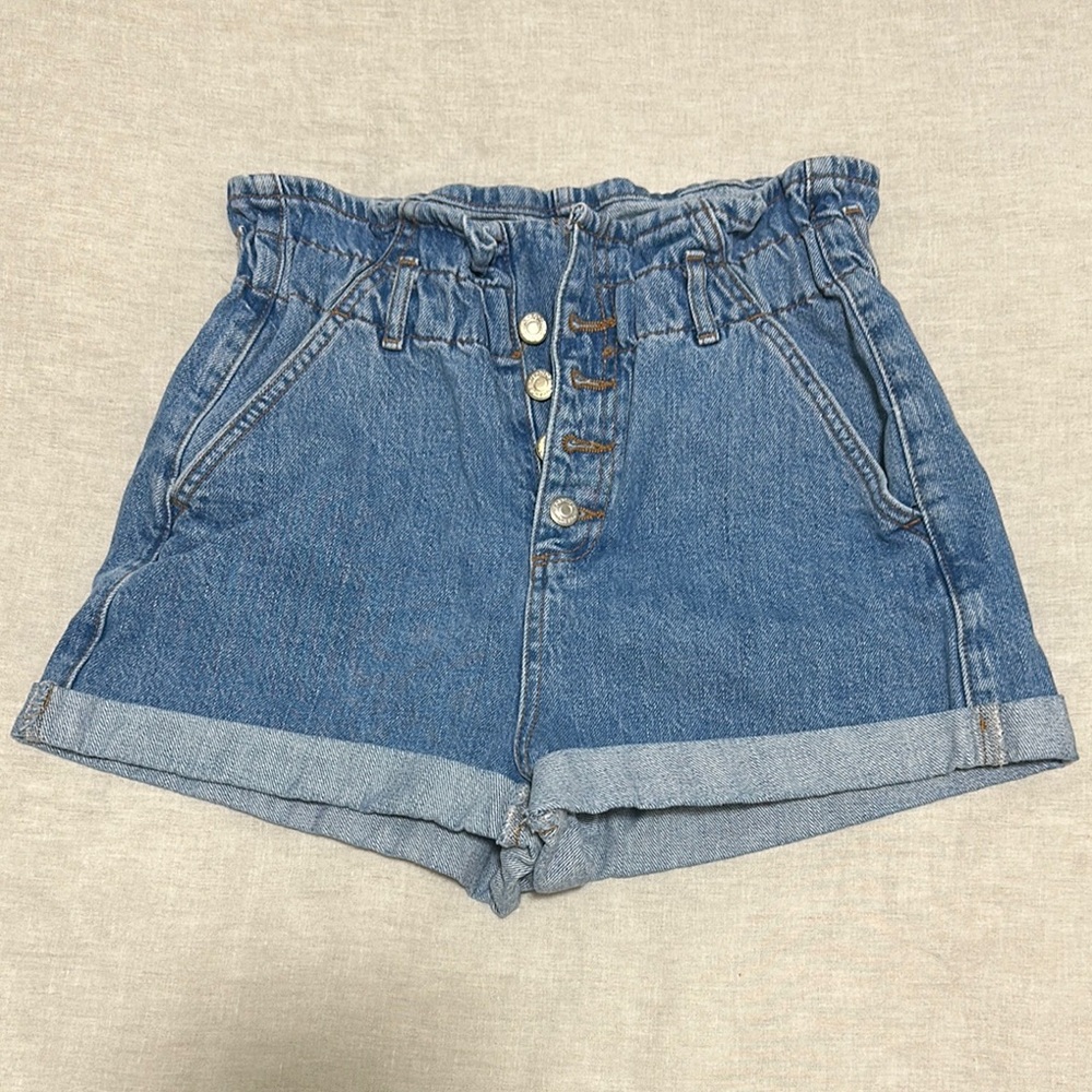 Top Shop Paper Bag Waist Denim Shorts - Sz 6